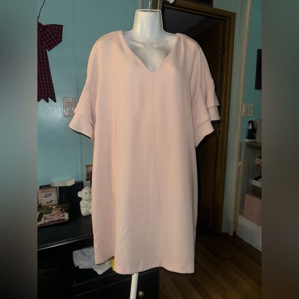 Worthington Blush Pink V-Neck Short Sleeve Dress Top